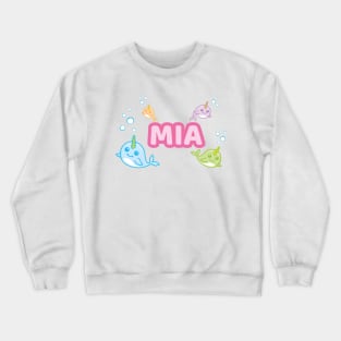 Personalised 'Mia' Narwhal (Sea Unicorn) Design Crewneck Sweatshirt